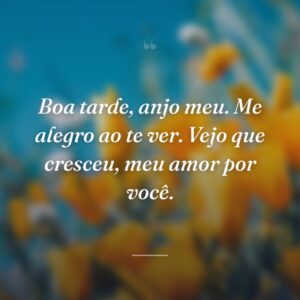 Boa tarde, anjo meu. Me alegro ao te ver. Vejo que cresceu, meu amor por você.