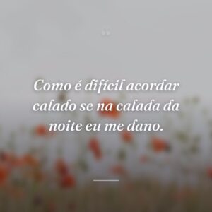 Como é difícil acordar calado se na calada da noite eu me dano.