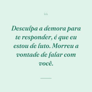 Desculpa a demora para te responder, é que eu estou de luto. Morreu a vontade de falar com você.