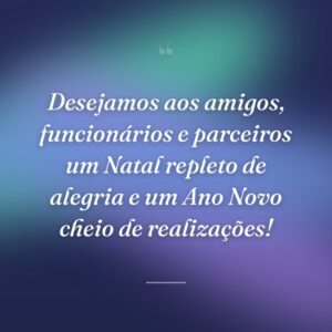 Desejamos aos amigos, funcionários e parceiros um Natal repleto de alegria e um Ano Novo cheio de realizações!