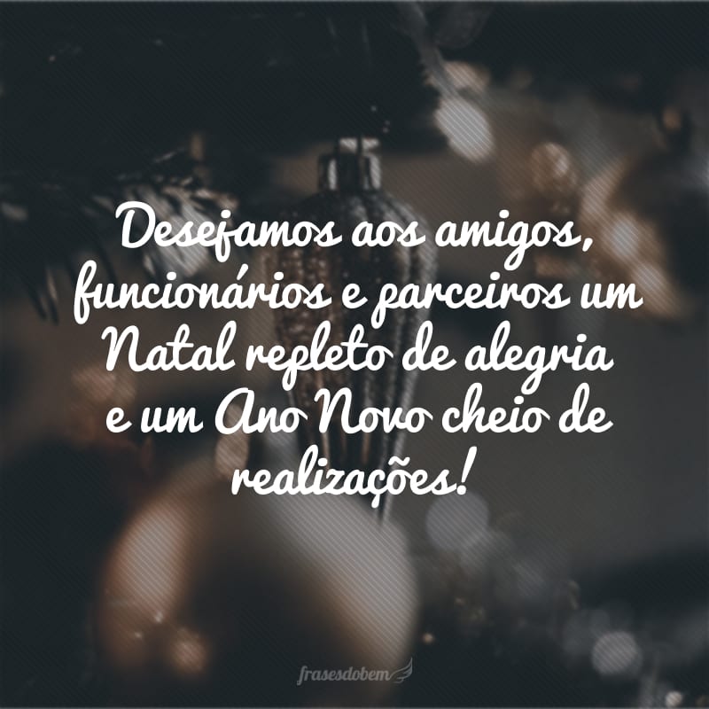 Desejamos aos amigos, funcionários e parceiros um Natal repleto de alegria e um Ano Novo cheio de realizações!