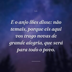 E o anjo lhes disse: não temais, porque eis aqui vos trago novas de grande alegria, que será para todo o povo.