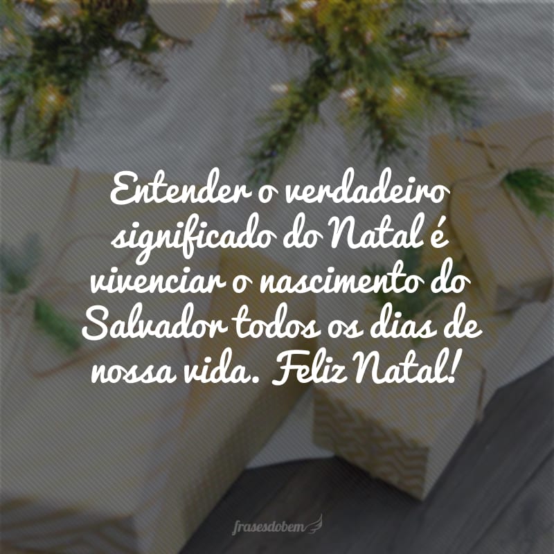 Entender o verdadeiro significado do Natal é vivenciar o nascimento do Salvador todos os dias de nossa vida. Feliz Natal!