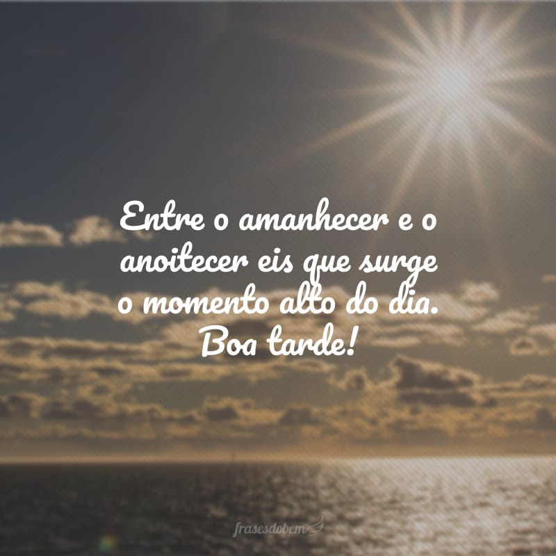 Entre o amanhecer e o anoitecer eis que surge o momento alto do dia. Boa tarde!