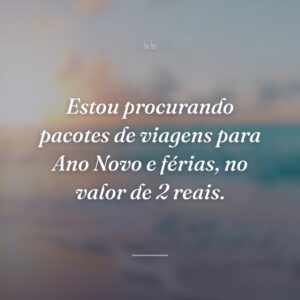 Estou procurando pacotes de viagens para Ano Novo e férias, no valor de 2 reais.