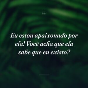 Eu estou apaixonado por ela! Você acha que ela sabe que eu existo?