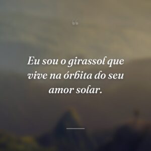 Eu sou o girassol que vive na órbita do seu amor solar.