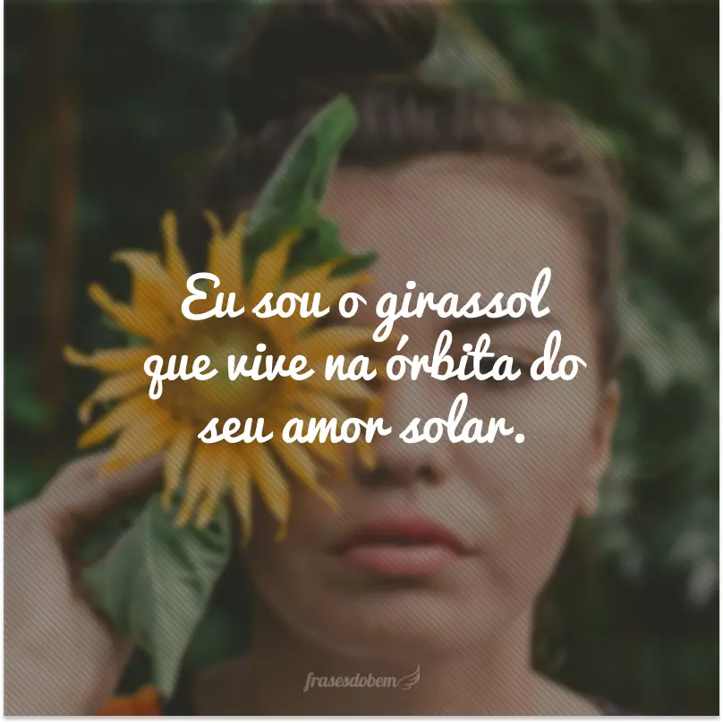 Eu sou o girassol que vive na órbita do seu amor solar.