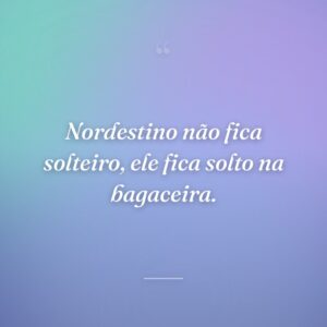 Nordestino não fica solteiro, ele fica solto na bagaceira.
