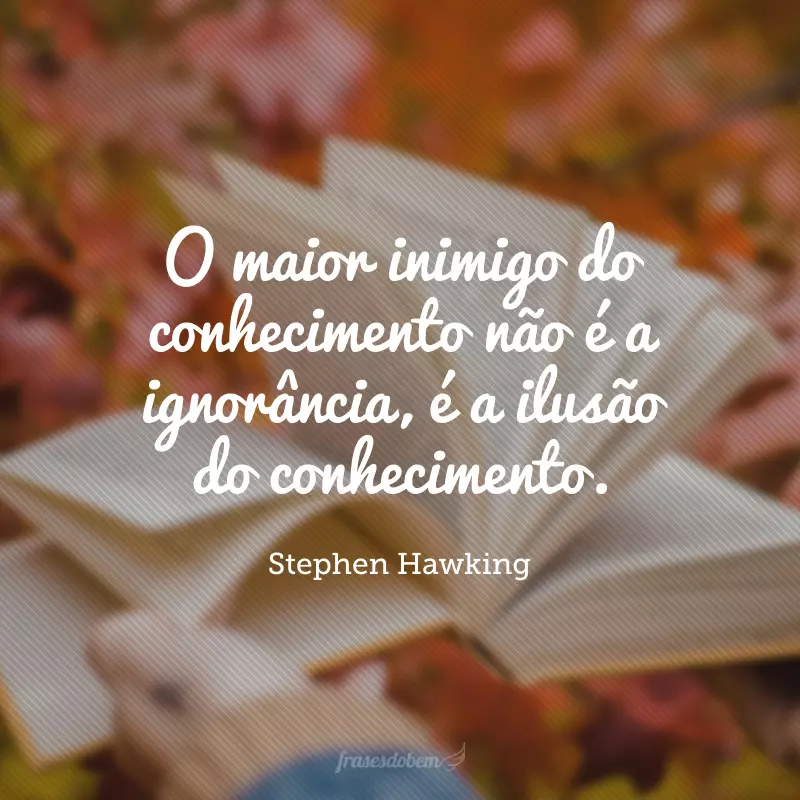 O maior inimigo do conhecimento não é a ignorância, é a ilusão do conhecimento.