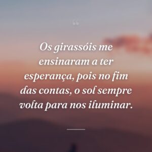 Os girassóis me ensinaram a ter esperança, pois no fim das contas, o sol sempre volta para nos iluminar.