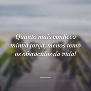 Quanto mais conheço minha força, menos temo os obstáculos da vida!