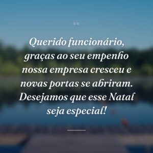 Querido funcionário, graças ao seu empenho nossa empresa cresceu e novas portas se abriram. Desejamos que esse Natal seja especial!
