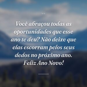 Você abraçou todas as oportunidades que esse ano te deu? Não deixe que elas escorram pelos seus dedos no próximo ano. Feliz Ano Novo!