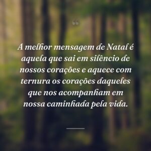 A melhor mensagem de Natal é aquela que sai em silêncio de nossos corações e aquece com ternura os corações daqueles que nos acompanham em nossa caminhada pela vida.