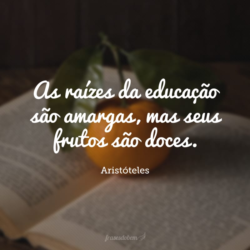 As raízes da educação são amargas, mas seus frutos são doces. 