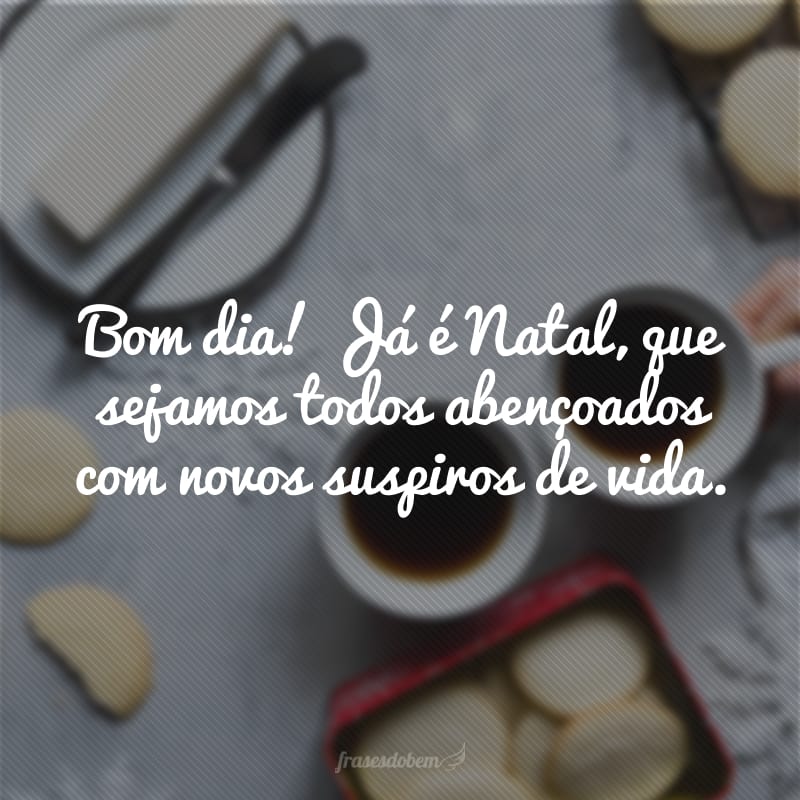 Bom dia! Já é Natal, que sejamos todos abençoados com novos suspiros de vida. 