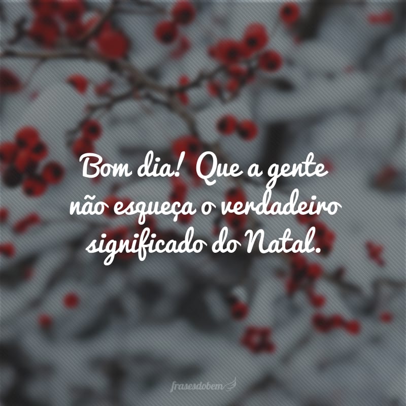 Bom dia! Que a gente não esqueça o verdadeiro significado do Natal.