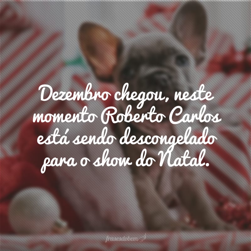 Dezembro chegou, neste momento Roberto Carlos está sendo descongelado para o show do Natal.