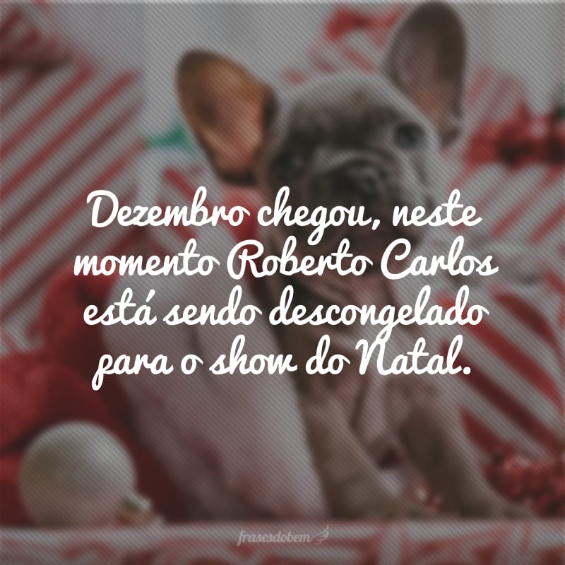 Dezembro chegou, neste momento Roberto Carlos está sendo descongelado para o show do Natal.