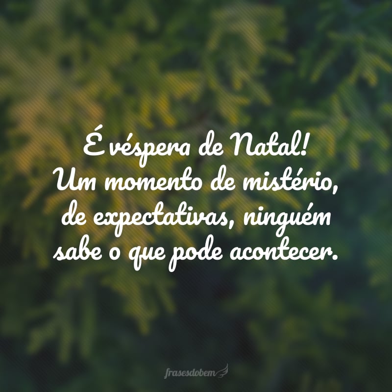 É véspera de Natal! Um momento de mistério, de expectativas, ninguém sabe o que pode acontecer.