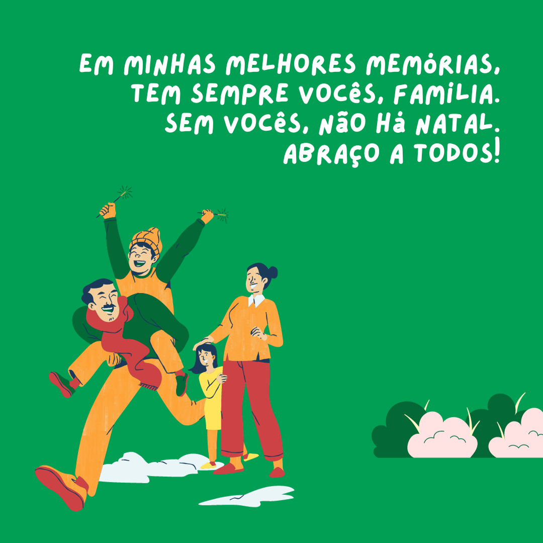 Mais um ano chegando ao fim e tenho a oportunidade de agradecer quem permitiu meu começo de tudo. Em minhas melhores memórias, tem sempre vocês, família. Sem vocês, não há Natal. Abraço a todos!