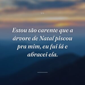 Estou tão carente que a árvore de Natal piscou pra mim, eu fui lá e abracei ela.