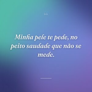Minha pele te pede, no peito saudade que não se mede.