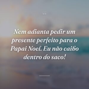 Nem adianta pedir um presente perfeito para o Papai Noel. Eu não caibo dentro do saco!