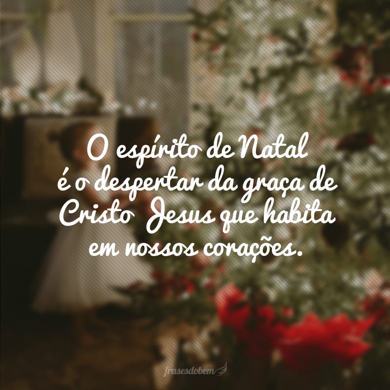 O espírito de Natal é o despertar da graça de Cristo Jesus que habita em nossos corações. 