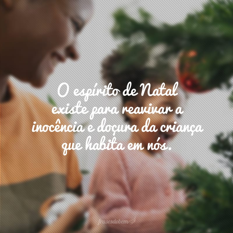 O espírito de Natal existe para reavivar a inocência e doçura da criança que habita em nós. 