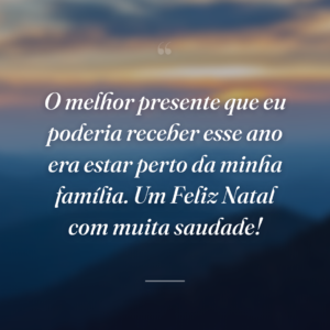 O melhor presente que eu poderia receber esse ano era estar perto da minha família. Um Feliz Natal com muita saudade!