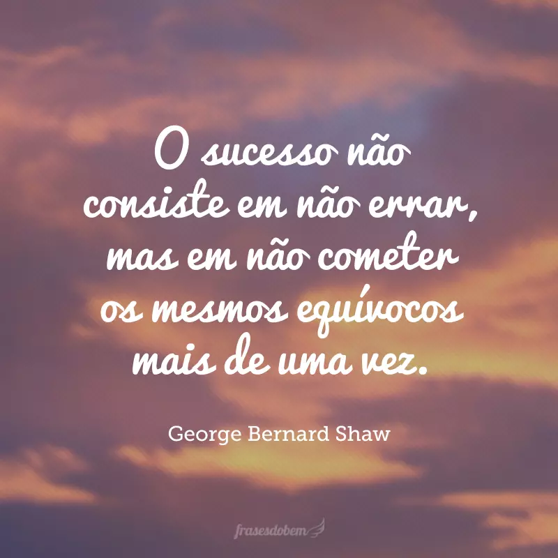 O sucesso não consiste em não errar, mas em não cometer os mesmos equívocos mais de uma vez. 