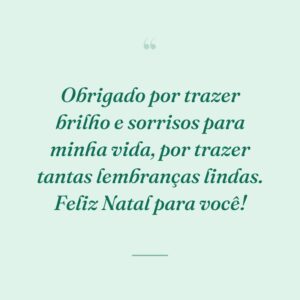 Obrigado por trazer brilho e sorrisos para minha vida, por trazer tantas lembranças lindas. Feliz Natal para você!