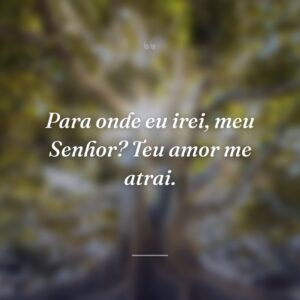 Para onde eu irei, meu Senhor? Teu amor me atrai.