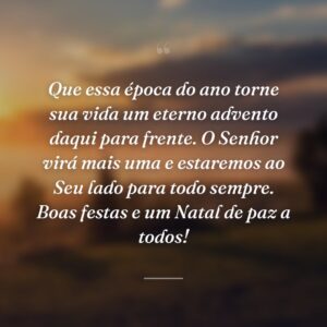 Que essa época do ano torne sua vida um eterno advento daqui para frente. O Senhor virá mais uma e estaremos ao Seu lado para todo sempre. Boas festas e um Natal de paz a todos!