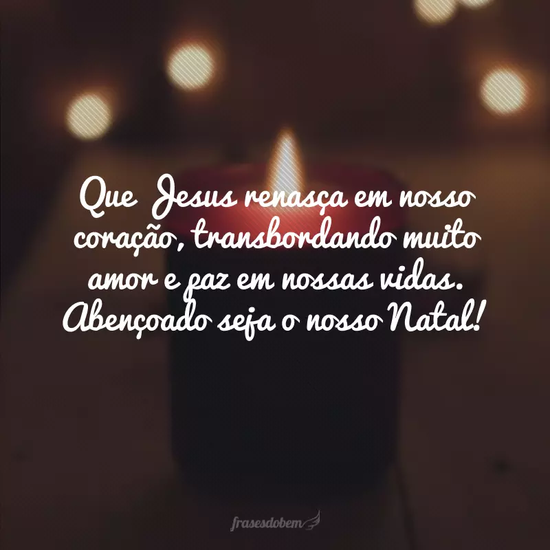 Que Jesus renasça em nosso coração, transbordando muito amor e paz em nossas vidas. Abençoado seja o nosso Natal!