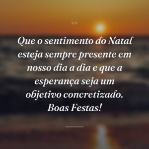 Que o sentimento do Natal esteja sempre presente em nosso dia a dia e que a esperança seja um objetivo concretizado. Boas Festas!
