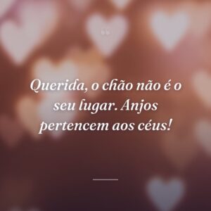 Querida, o chão não é o seu lugar. Anjos pertencem aos céus!