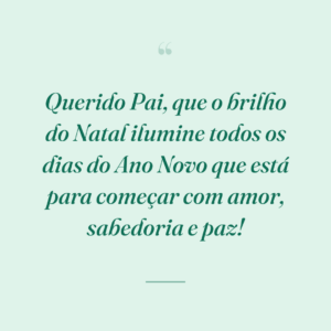 Querido Pai, que o brilho do Natal ilumine todos os dias do Ano Novo que está para começar com amor, sabedoria e paz!