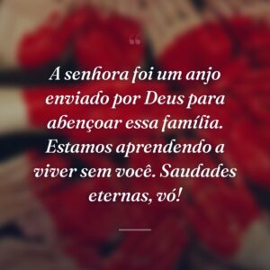 A senhora foi um anjo enviado por Deus para abençoar essa família. Estamos aprendendo a viver sem você. Saudades eternas, vó!
