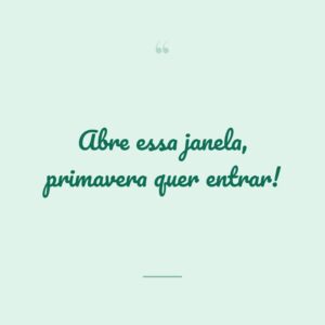 Abre essa janela, primavera quer entrar!