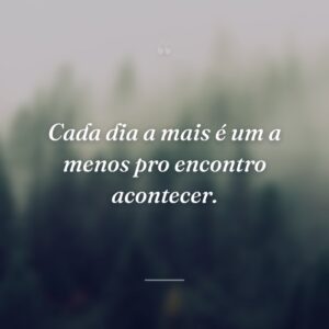 Cada dia a mais é um a menos pro encontro acontecer.