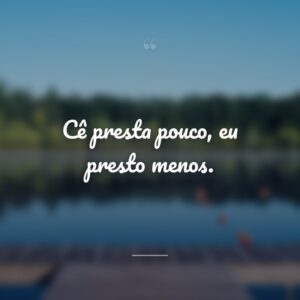 Cê presta pouco, eu presto menos.