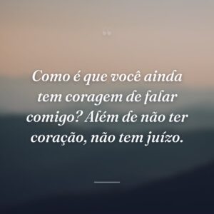 Como é que você ainda tem coragem de falar comigo? Além de não ter coração, não tem juízo.
