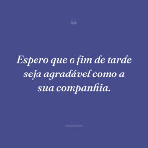 Espero que o fim de tarde seja agradável como a sua companhia.