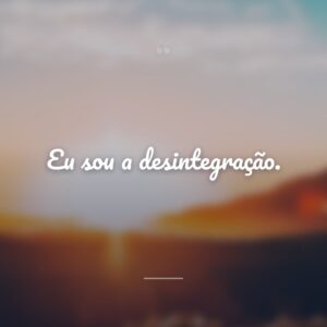 Eu sou a desintegração.