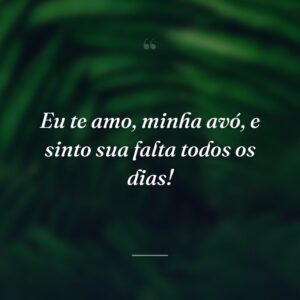 Eu te amo, minha avó, e sinto sua falta todos os dias!