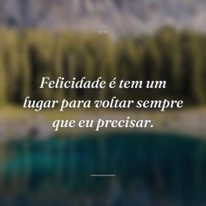 Felicidade é tem um lugar para voltar sempre que eu precisar.