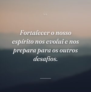Fortalecer o nosso espírito nos evolui e nos prepara para os outros desafios.